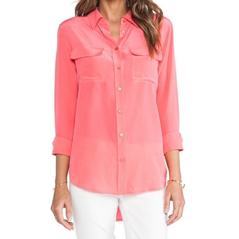 Women's Coral Button-Down Blouse - Classic Collared Top